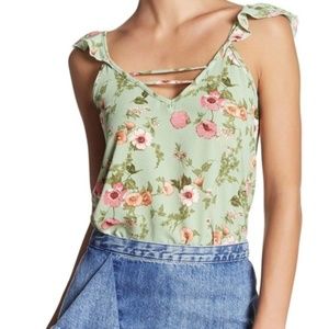 H.I.P. NEW Green Womens Floral Ruffle Blouse XL